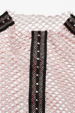 PUNK RAVE Grave Rave Fishnet Top [PASTEL PINK] -AKUMU INK shop Pastel Goth Shirt