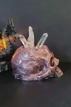 Curio Resins Skull Ring Holder [HOLOGRAPHIC PINK] -AKUMU INK shop Pink Goth Jewelry Holder