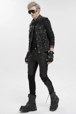 DEVIL FASHION Death Rider Distressed Vest -AKUMU INK shop Post Apocalyse Vest