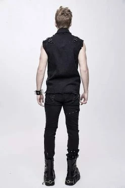 DEVIL FASHION Creeping Death Punk Vest -AKUMU INK shop Punk Frayed Top