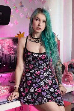 Too Fast Creepy Candy Hearts Skater Dress