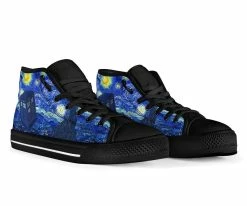 Gallery Serpentine Tardis On A Starry Night Men's Hi Tops, FREE Shipping -AKUMU INK shop REG51VanGoghandthedoctorhitopsneakerstarrynight1