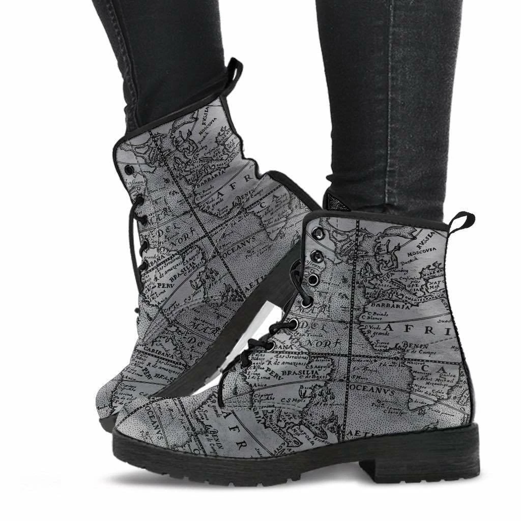 Gallery Serpentine Vintage Explorer's Map, Vegan Women's Boots, FREE Shipping 5 Gallery Serpentine Vintage Explorer's Map, Vegan Women's Boots, FREE Shipping - Image 3