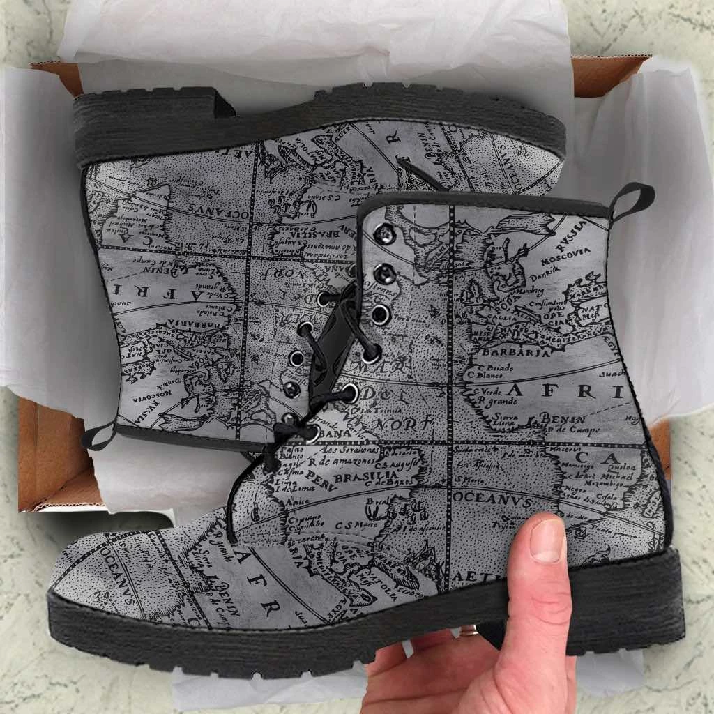Gallery Serpentine Vintage Explorer's Map, Vegan Women's Boots, FREE Shipping 8 Gallery Serpentine Vintage Explorer's Map, Vegan Women's Boots, FREE Shipping - Image 6