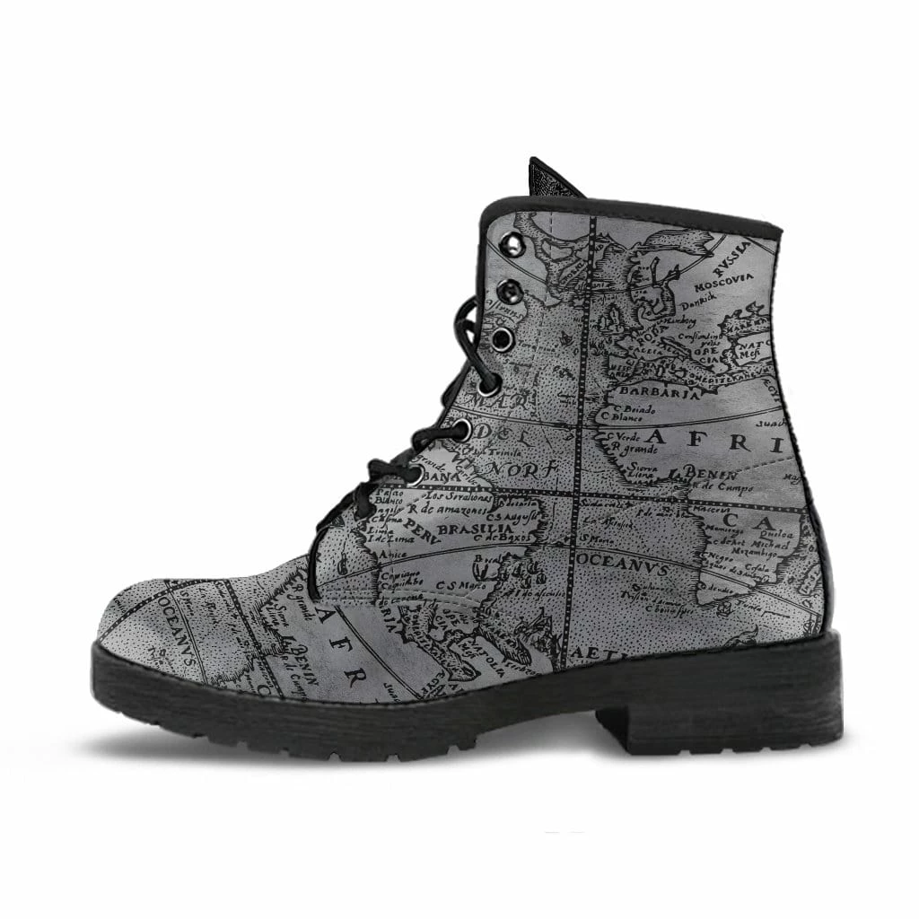 Gallery Serpentine Vintage Explorer's Map, Vegan Women's Boots, FREE Shipping 4 Gallery Serpentine Vintage Explorer's Map, Vegan Women's Boots, FREE Shipping - Image 2