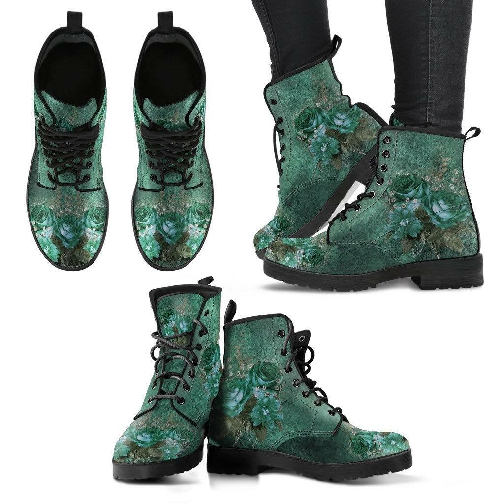 Gallery Serpentine Green Roses, Vegan Women's Boots, FREE Shipping 7 Gallery Serpentine Green Roses, Vegan Women's Boots, FREE Shipping - Image 5