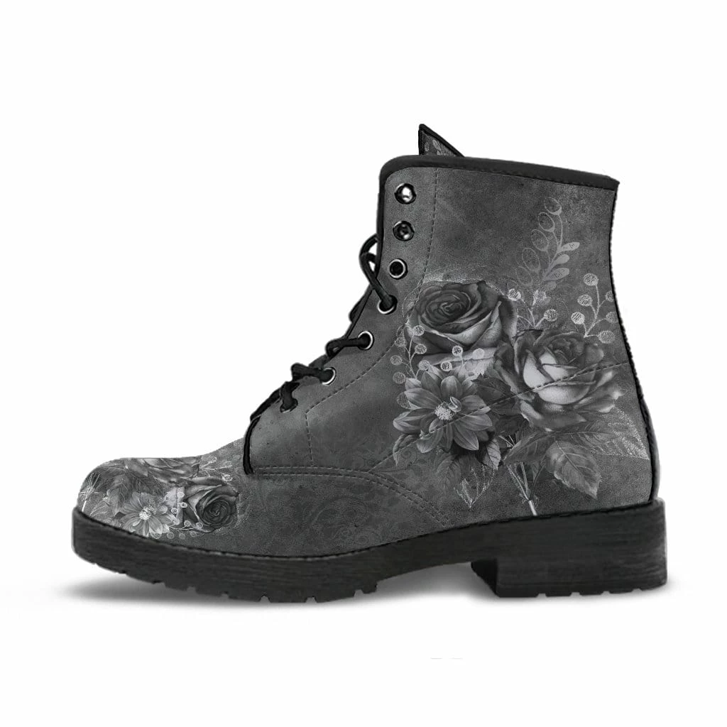 Gallery Serpentine Grey Roses, Vegan Women's Boots, FREE Shipping 6 Gallery Serpentine Grey Roses, Vegan Women's Boots, FREE Shipping - Image 4