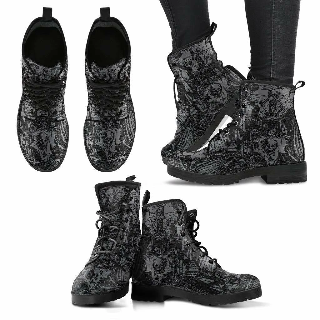 Gallery Serpentine Dance Of Death Grey, Women's Vegan Boots, FREE Shipping 8 Gallery Serpentine Dance Of Death Grey, Women's Vegan Boots, FREE Shipping - Image 6