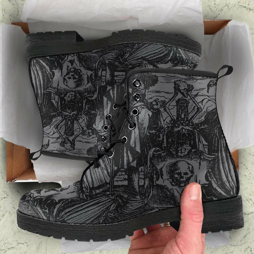 Gallery Serpentine Dance Of Death Grey, Women's Vegan Boots, FREE Shipping 4 Gallery Serpentine Dance Of Death Grey, Women's Vegan Boots, FREE Shipping - Image 2