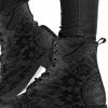 Gallery Serpentine Black Gothic Lace On Grey Vegan Women's Boots, FREE Shipping -AKUMU INK shop REG81800