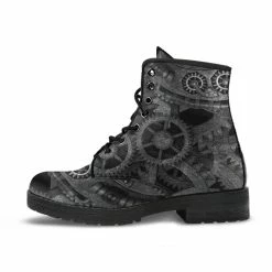 Gallery Serpentine Grey Steampunk Men's Vegan Boots, FREE Shipping -AKUMU INK shop REG84SteampunkGearsgrey