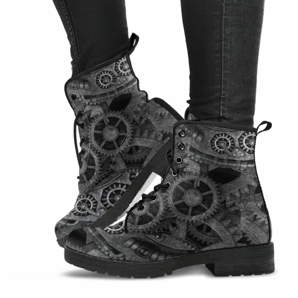 Gallery Serpentine Grey Steampunk Vegan Women's Boots, FREE Shipping 4 Gallery Serpentine Grey Steampunk Vegan Women's Boots, FREE Shipping - Image 2