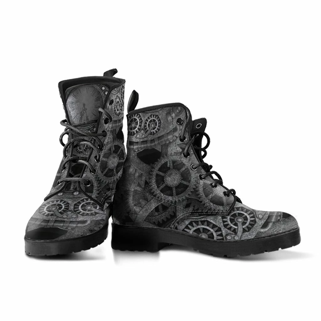 Gallery Serpentine Grey Steampunk Vegan Women's Boots, FREE Shipping 5 Gallery Serpentine Grey Steampunk Vegan Women's Boots, FREE Shipping - Image 3