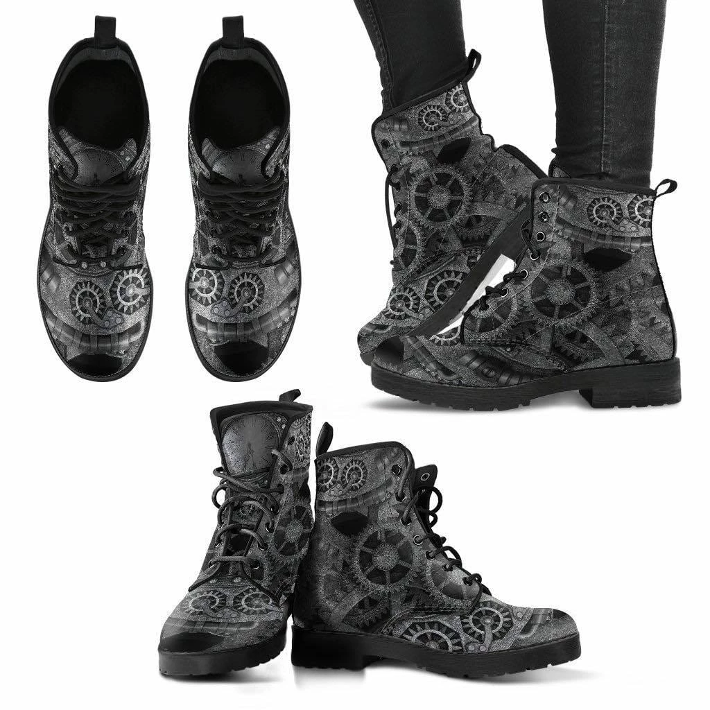 Gallery Serpentine Grey Steampunk Vegan Women's Boots, FREE Shipping 7 Gallery Serpentine Grey Steampunk Vegan Women's Boots, FREE Shipping - Image 5