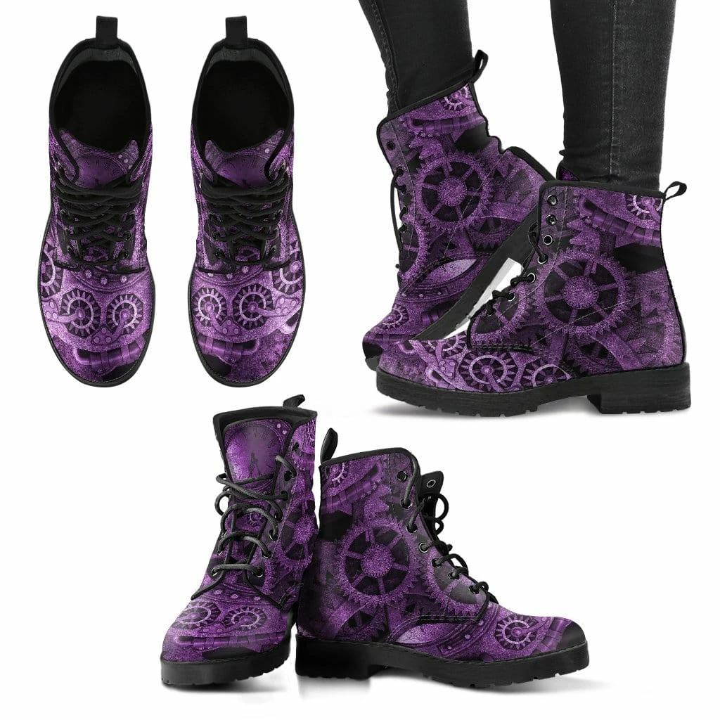 Gallery Serpentine Purple Steampunk Men's Vegan Boots, FREE Shipping 7 Gallery Serpentine Purple Steampunk Men's Vegan Boots, FREE Shipping - Image 5