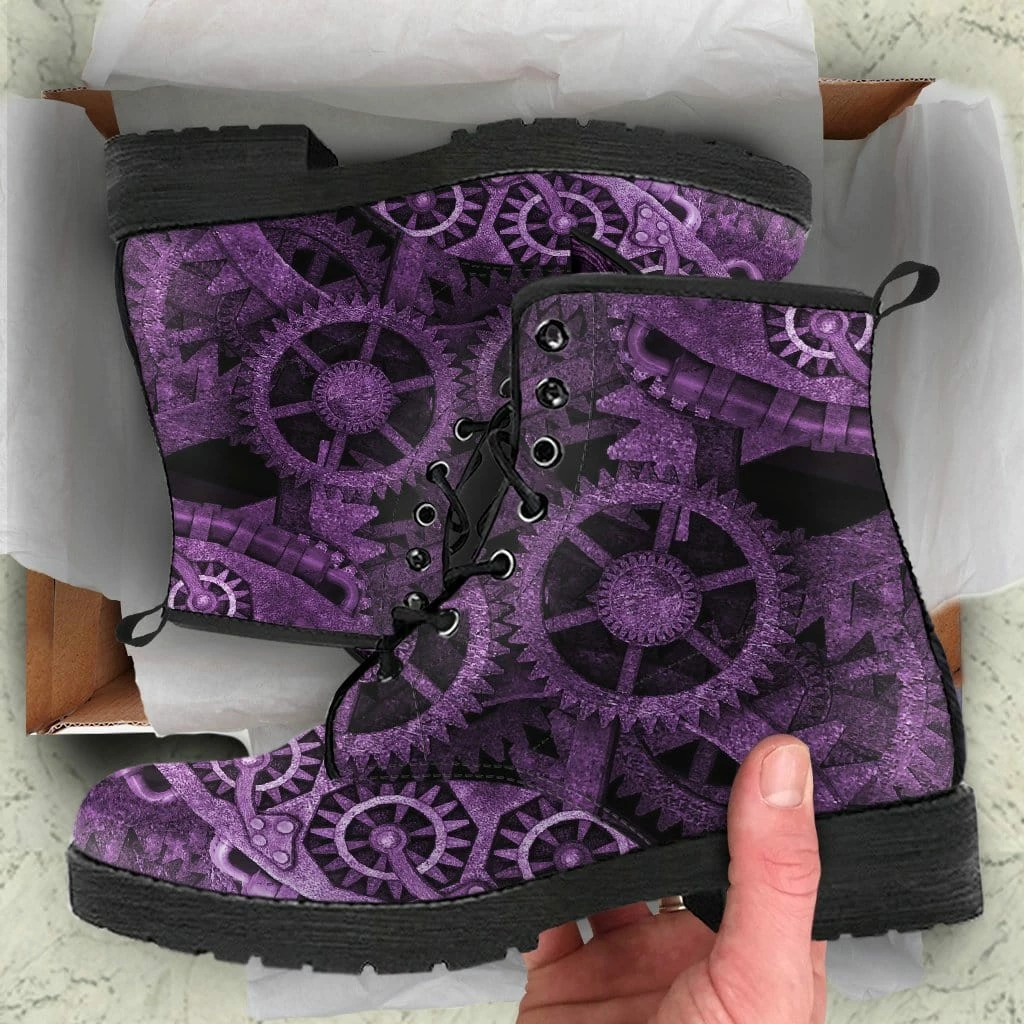 Gallery Serpentine Purple Steampunk Men's Vegan Boots, FREE Shipping 8 Gallery Serpentine Purple Steampunk Men's Vegan Boots, FREE Shipping - Image 6