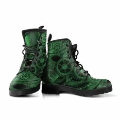Gallery Serpentine Green Steampunk, Vegan Women's Boots, FREE Shipping -AKUMU INK shop REG86SteampunkGearsgreen2