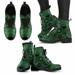 Gallery Serpentine Green Steampunk, Vegan Women's Boots, FREE Shipping -AKUMU INK shop REG86SteampunkGearsgreen3