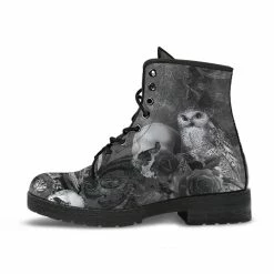 Gallery Serpentine Raven Owl Skull Goth Boots, Vegan Women's Boots, FREE Shipping 11 Gallery Serpentine Raven Owl Skull Goth Boots, Vegan Women's Boots, FREE Shipping -AKUMU INK shop REG88GothicRavenSkullOwlbootsgrey