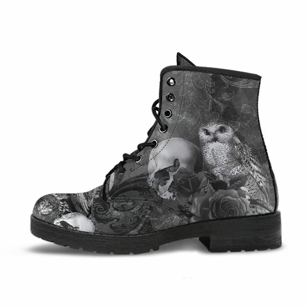 Gallery Serpentine Raven Owl Skull Goth Boots, Vegan Women's Boots, FREE Shipping 6 Gallery Serpentine Raven Owl Skull Goth Boots, Vegan Women's Boots, FREE Shipping - Image 4