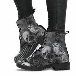 Gallery Serpentine Raven Owl Skull Goth Boots, Vegan Women's Boots, FREE Shipping 10 Gallery Serpentine Raven Owl Skull Goth Boots, Vegan Women's Boots, FREE Shipping -AKUMU INK shop REG88GothicRavenSkullOwlbootsgrey1