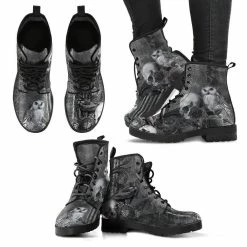 Gallery Serpentine Raven Owl Skull Goth Boots, Vegan Women's Boots, FREE Shipping 12 Gallery Serpentine Raven Owl Skull Goth Boots, Vegan Women's Boots, FREE Shipping -AKUMU INK shop REG88GothicRavenSkullOwlbootsgrey3