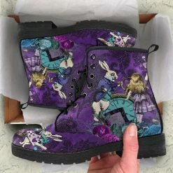 Gallery Serpentine Alice In Wonderland Purple Damask Vegan Women's Boots, FREE Shipping 8 Gallery Serpentine Alice In Wonderland Purple Damask Vegan Women's Boots, FREE Shipping -AKUMU INK shop REG94AALICEPURPLEDAMASK4