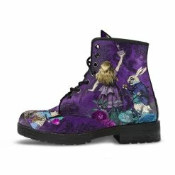Gallery Serpentine Alice In Wonderland Purple Damask 2, Vegan Women's Boots, FREE Shipping -AKUMU INK shop REG94ALICEPURPLEDAMASK