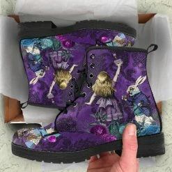 Gallery Serpentine Alice In Wonderland Purple Damask 2, Vegan Women's Boots, FREE Shipping -AKUMU INK shop REG94TONEDDOWNAIWPURPLEDAMASK2