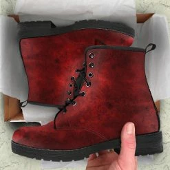 Gallery Serpentine Red Gothic Grunge, Vegan Women's Boots, FREE SHIPPING -AKUMU INK shop REG95REDGOTHICGRUNGE4