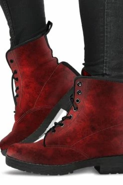 Gallery Serpentine Red Gothic Grunge, Vegan Women's Boots, FREE SHIPPING