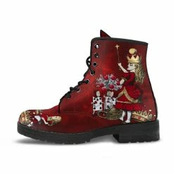 Gallery Serpentine Alice In Wonderland Red Grunge, Vegan Women's Boots, FREE Shipping -AKUMU INK shop REG96redalicegrunge