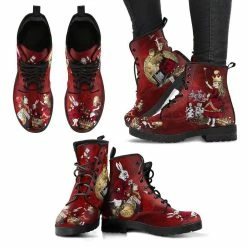 Gallery Serpentine Alice In Wonderland Red Grunge, Vegan Women's Boots, FREE Shipping -AKUMU INK shop REG96redalicegrunge3