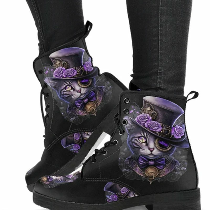 Gallery Serpentine Purple Steampunk Cat, Women's Boots, FREE Shipping 4 Gallery Serpentine Purple Steampunk Cat, Women's Boots, FREE Shipping - Image 2