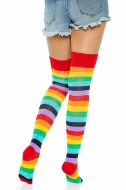 LEG AVENUE Goth Rainbow Thigh High Socks -AKUMU INK shop Rainbow Socks