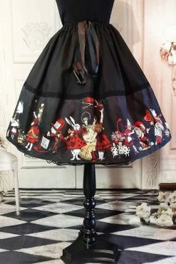 Gallery Serpentine Red Gold Alice In Wonderland Mid Length Skirt -AKUMU INK shop RedGoldAliceskirt2800x1200