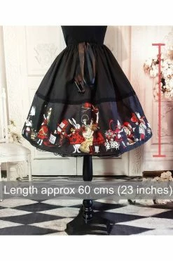 Gallery Serpentine Red Gold Alice In Wonderland Mid Length Skirt -AKUMU INK shop RedGoldAliceskirtpettic800x1200
