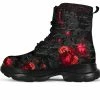 Gallery Serpentine Red Roses French Script Chunky Boots, FREE Shipping 1 Gallery Serpentine Red Roses French Script Chunky Boots, FREE Shipping -AKUMU INK shop RedRosesandScriptboots