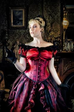 Gallery Serpentine Corsetry Red Widow Waspie Corset, Made To Order