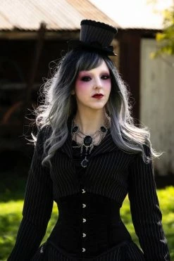 Gallery Serpentine Pinstripe Victorian Wedding Dress 30 Gallery Serpentine Pinstripe Victorian Wedding Dress -AKUMU INK shop RobertShelbergPinstripeVictorianWeddingDress