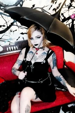 VampireFreaks Batwing Pagoda Umbrella [MIDNIGHT BLACK] -AKUMU INK shop Rockabilly Aesthetci