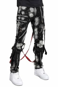 TRIPP NYC Tripp Bleach Stud Bondage Pants -AKUMU INK shop SD7358B BLK FL aa01a80b 0aca 41c5 9cf3 d2d5b3936016