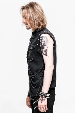 DEVIL FASHION Denim Destruktor Vest -AKUMU INK shop SHT007 3