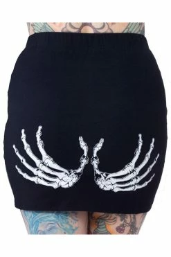 Kreepsville Skeleton Glow Hands Mini Skirt