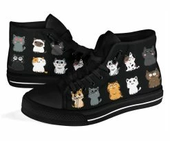 Gallery Serpentine Cute Cats, Women's High Top Sneakers, FREE Shipping -AKUMU INK shop SN112