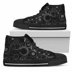 Gallery Serpentine Black Gallifrey Men's Hi Tops, FREE Shipping -AKUMU INK shop SN1DoctorWhoGallifreyanBlackHiTopSneakers