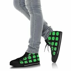 Gallery Serpentine Green Cat Emoji Men's Hi Tops, FREE Shipping -AKUMU INK shop SN8NB.3