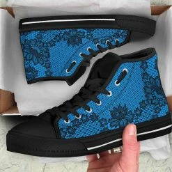 Gallery Serpentine Bright Blue & Lace High Top Sneakers, FREE Shipping -AKUMU INK shop SNLABB4
