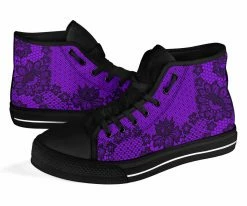 Gallery Serpentine Purple Floral Lace High Top Sneakers, FREE Shipping -AKUMU INK shop SNLAP2