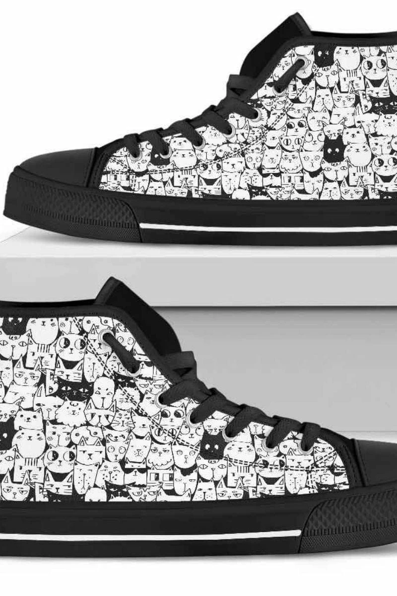 Gallery Serpentine Cat Face Kitten Women's Sneakers, FREE Shipping 4 Gallery Serpentine Cat Face Kitten Women's Sneakers, FREE Shipping - Image 2